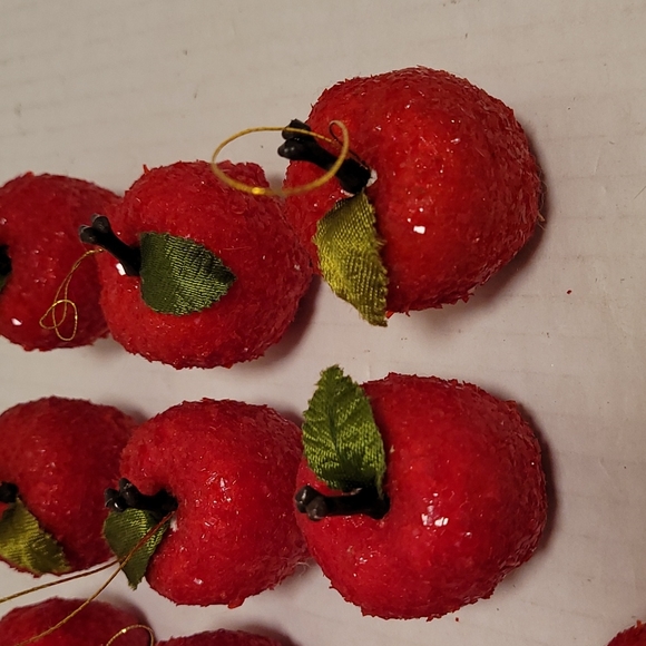 Set of 10 Vintagev Styrofoam and Glitter Apple Ornaments - Picture 4 of 14